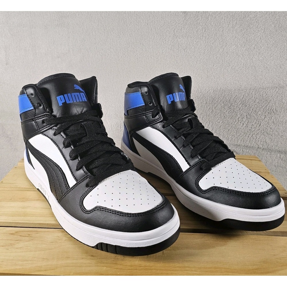 PUMA 389786-03 Layup Dual High Top Men's Sz 9.5 Blue Black White Sneakers